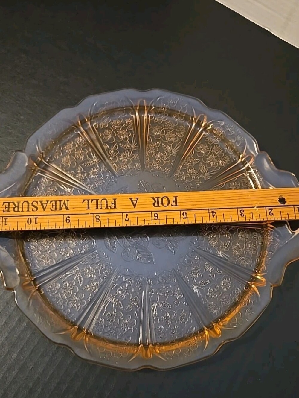 Cherry Blossom Pink Depression Glass Serving Tray Platter W/Handles - Picture 8 of 10